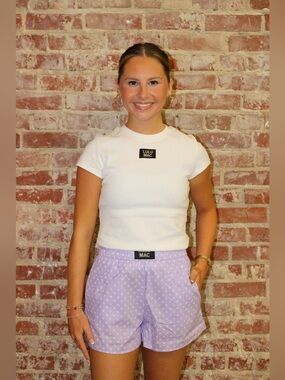 LULU MAC LAVENDER MINI POLKA DOT BOXER SHORTS